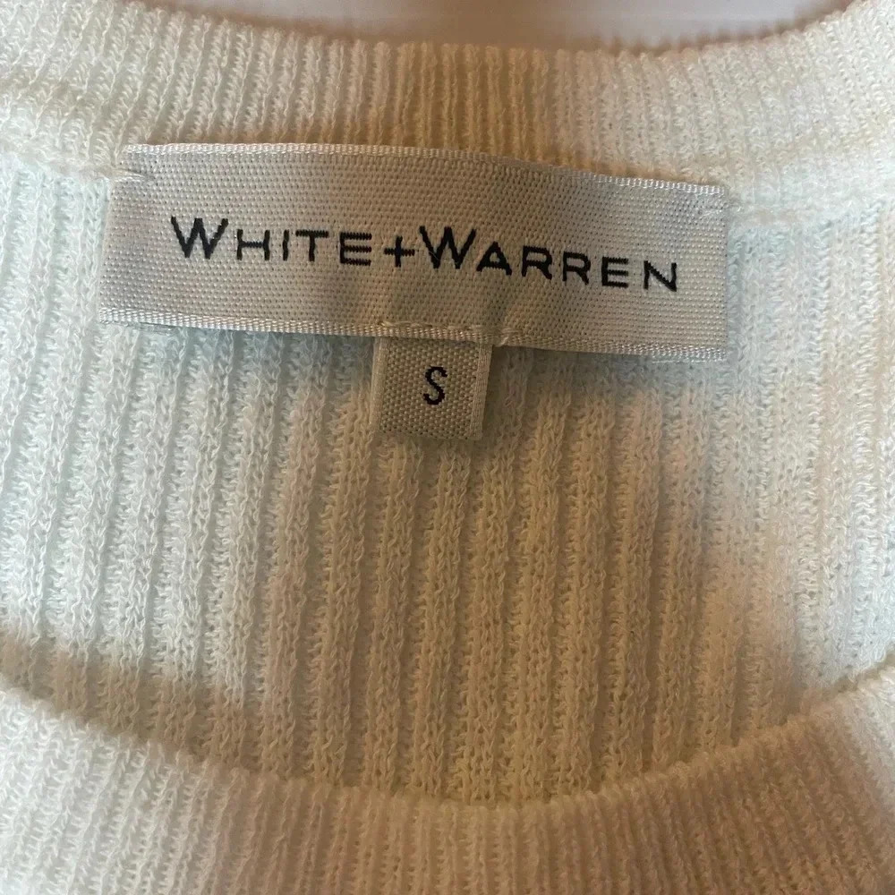 White + Warren White Linen Ribbed Swing Top Size S NWT - Picture 3 of 8